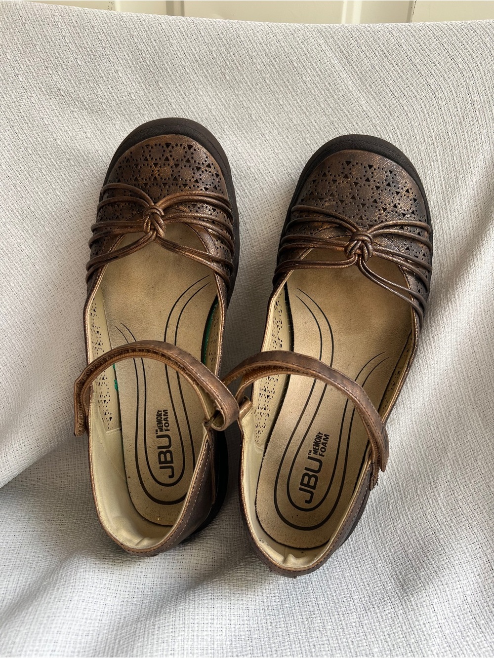 JBU Brown Perforated Knot Mary Jane Flats
